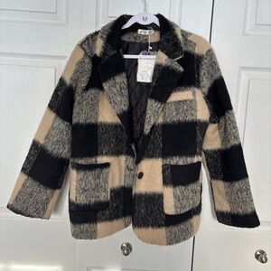 Black and Tan/cream Plaid Jacket
